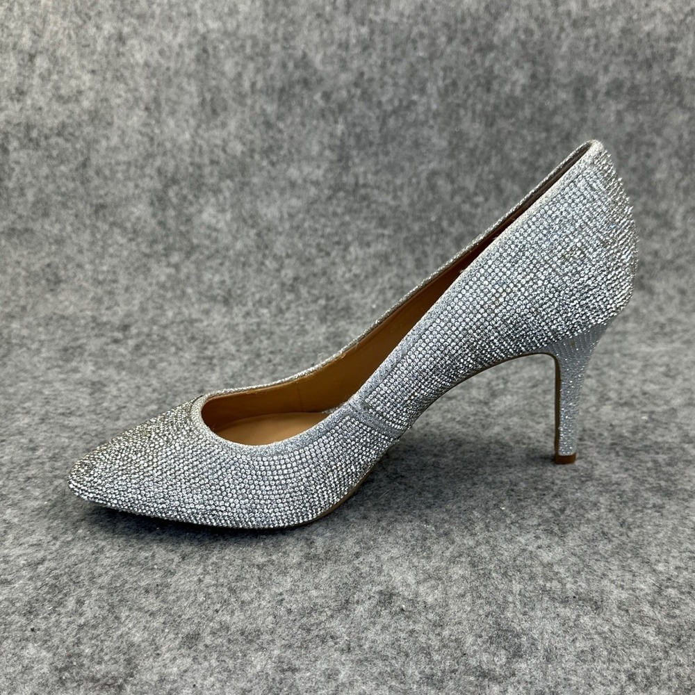 INC International Concepts Silver Rhinestone Pumps Womens 8W Pointed Toe Heels - Picture 5 of 12